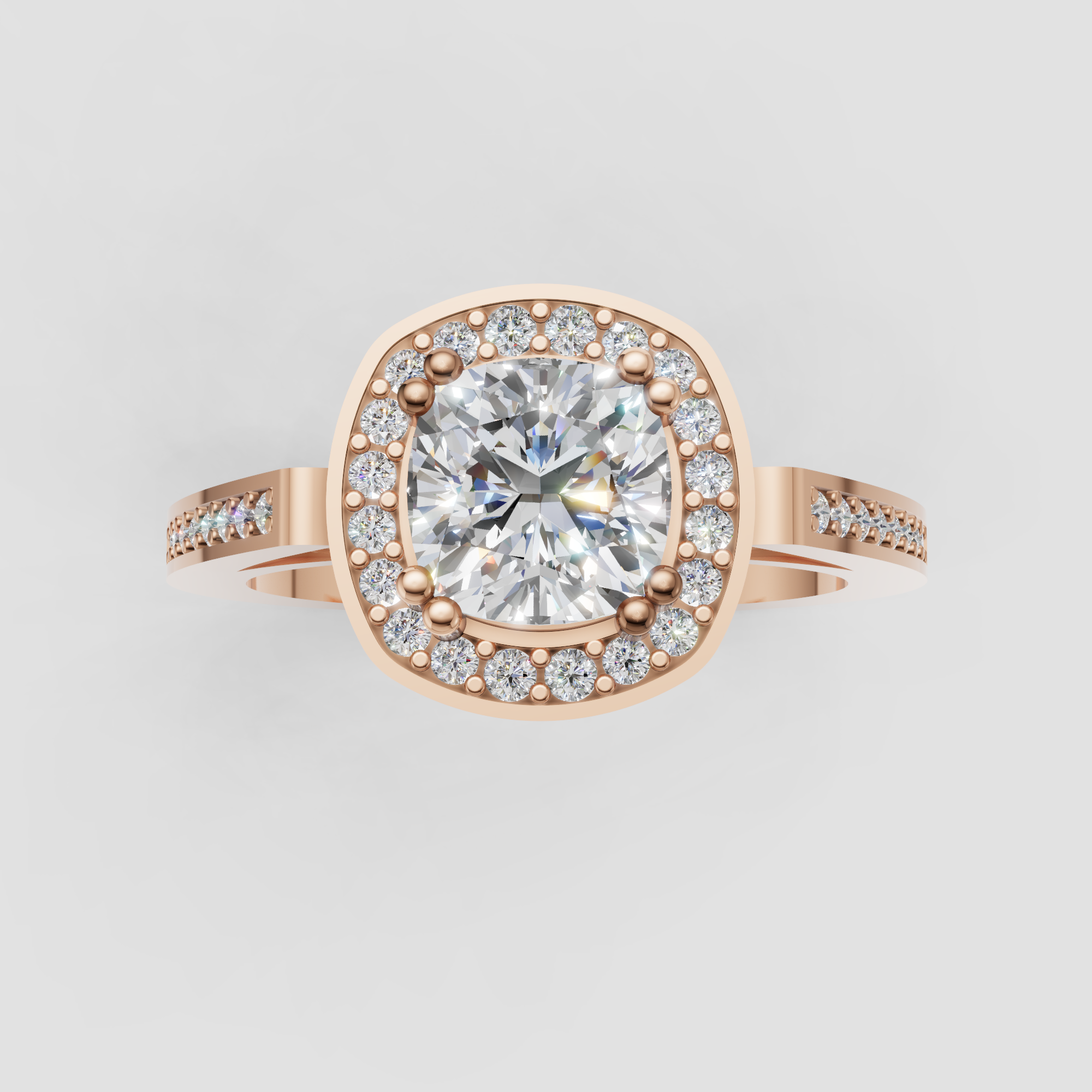 Cushion Cut Lab Grown Diamond Halo Engagement Ring