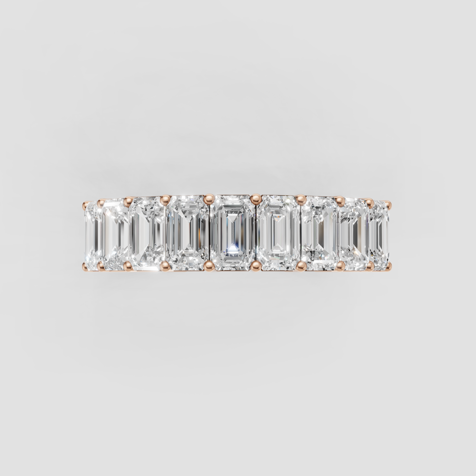 Emerald Cut Lab Grown Diamond Eternity Wedding Band