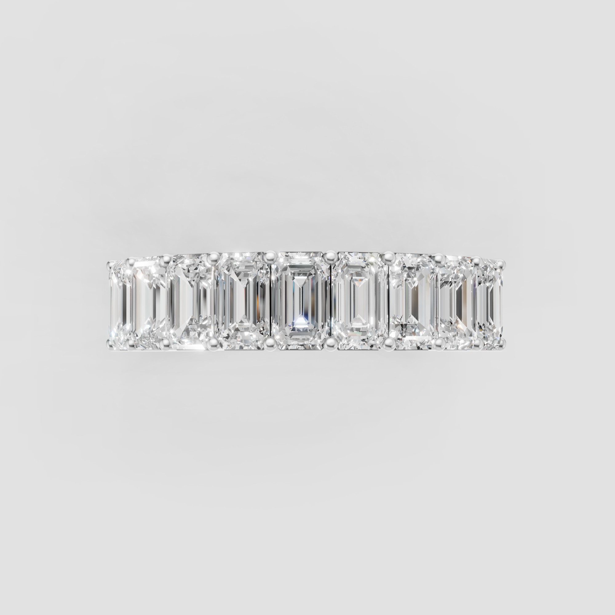 Emerald Cut Lab Grown Diamond Eternity Wedding Band
