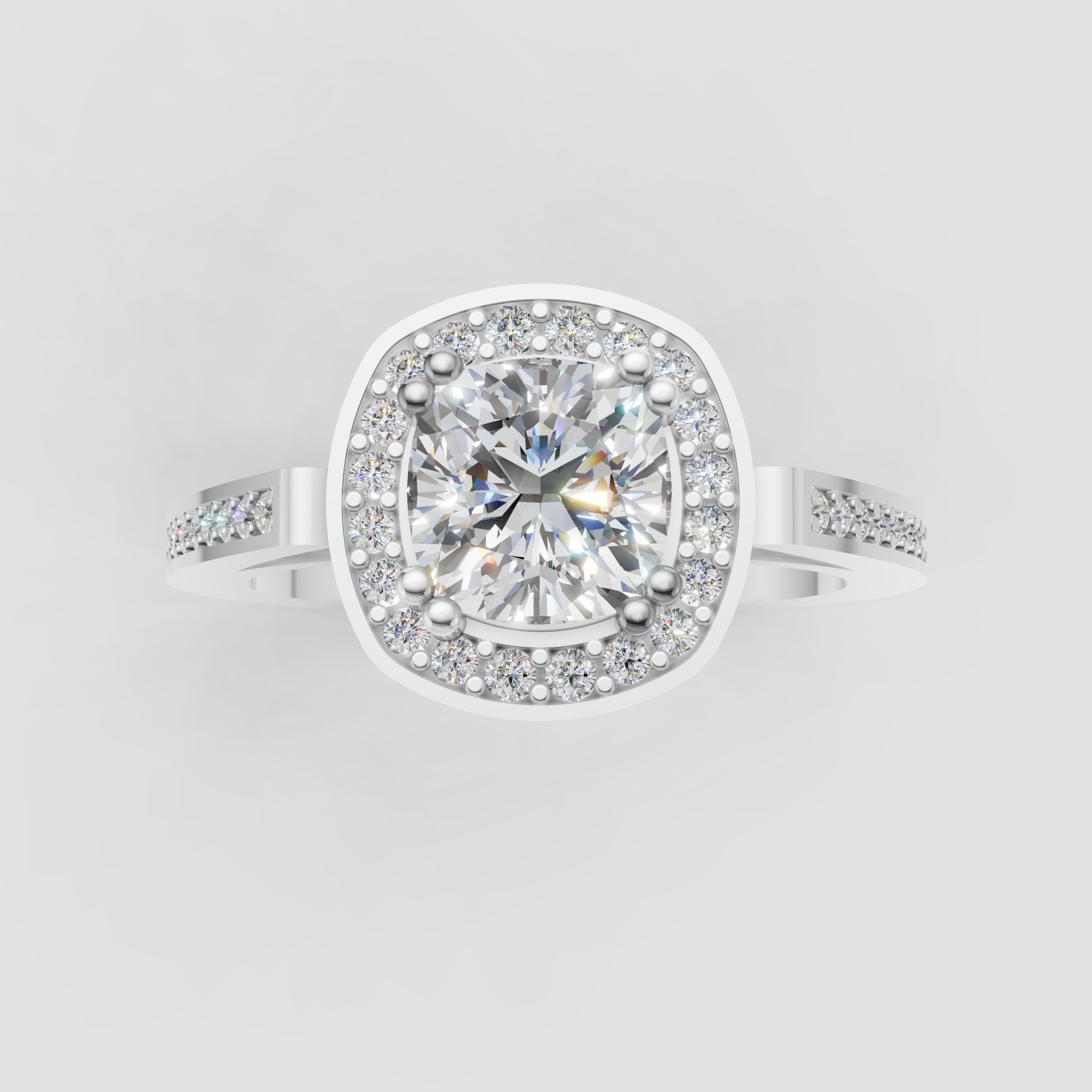 Cushion Cut Lab Grown Diamond Halo Engagement Ring