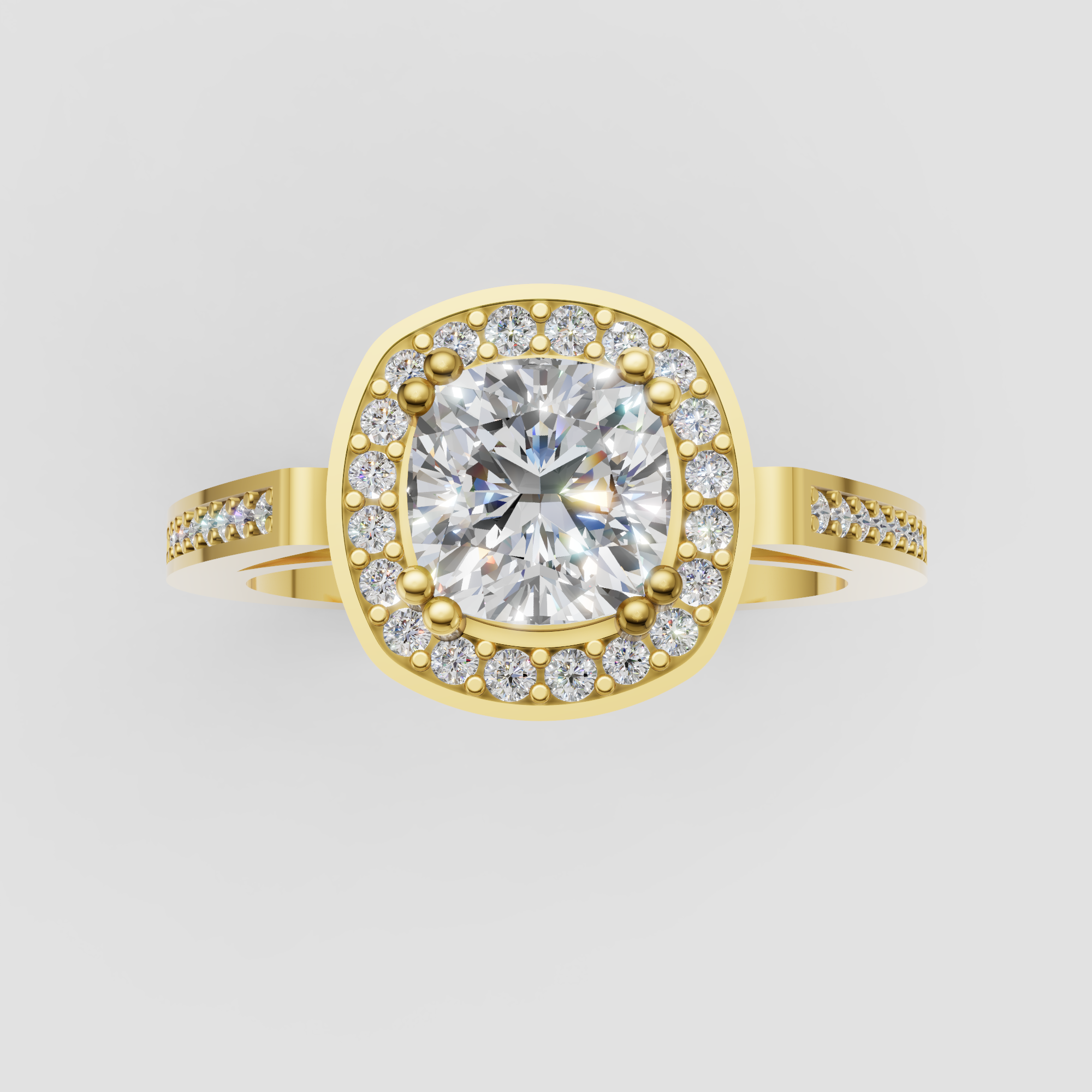 Cushion Cut Lab Grown Diamond Halo Engagement Ring