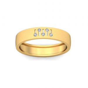 Five Stone Diamond In Line Men's Wedding Band